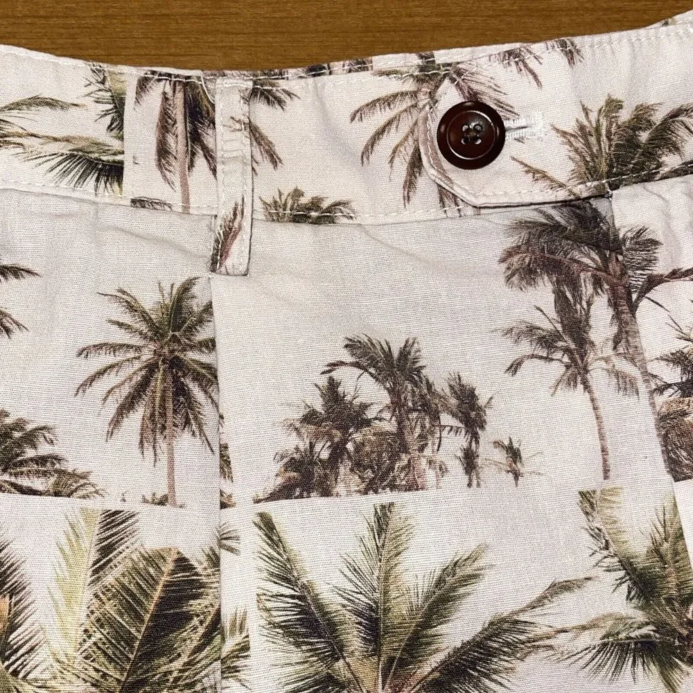 Banana‎ Republic Shorts Men 32 Linen Palm Tree Hawaiian Vacation Beach Cruise